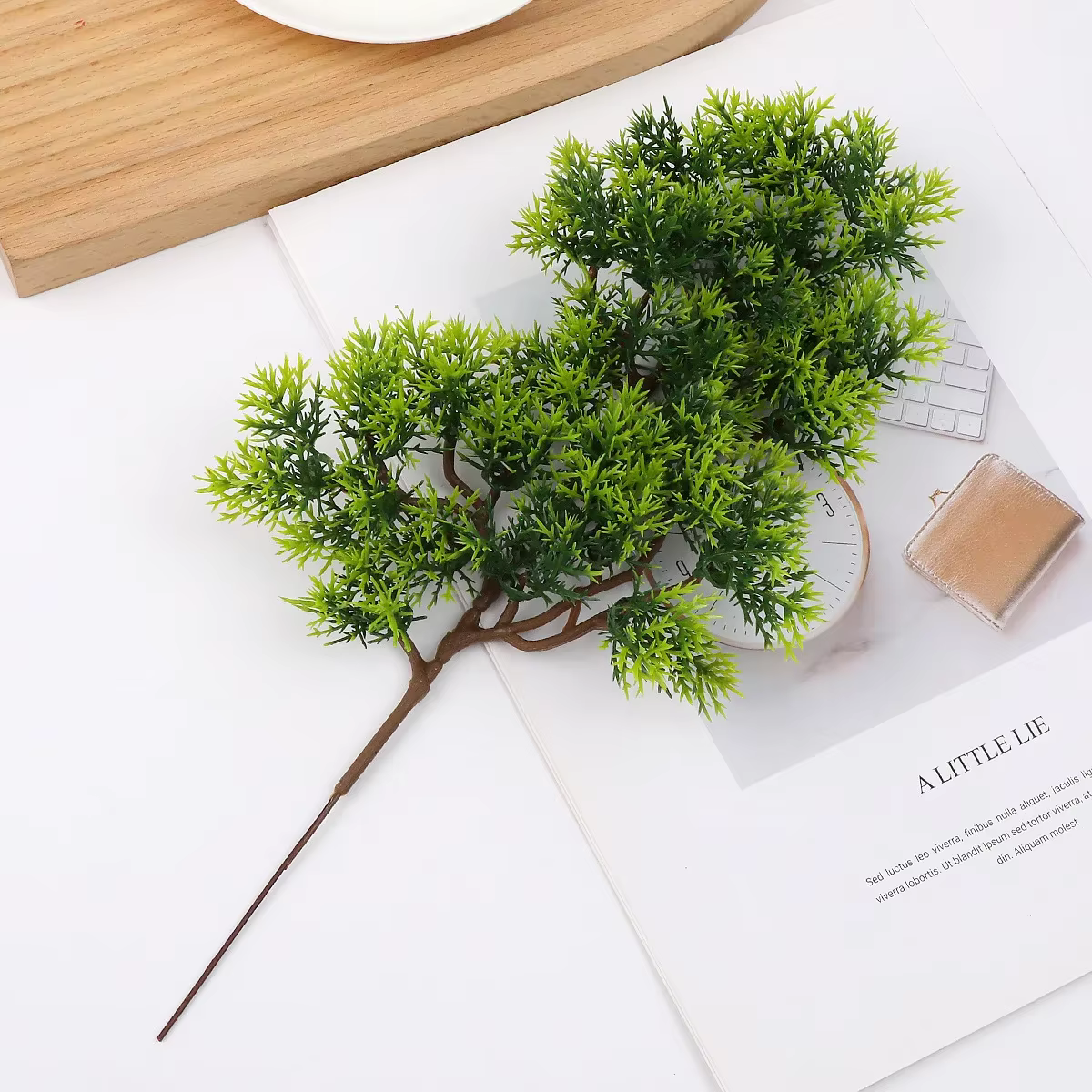 1 branche de pin artificielle verte de 32 à 48 cm, branche de cyprès, plante artificielle, décoratio