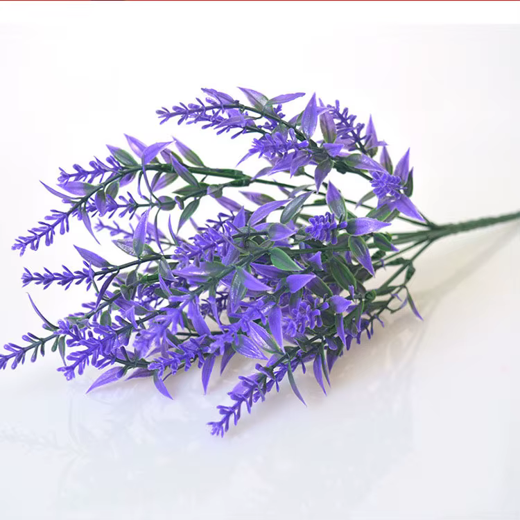 Plante verte lavande, bouquet d'herbe d'eau, feuilles de mur de plantes, fausse fleur en plastique, 