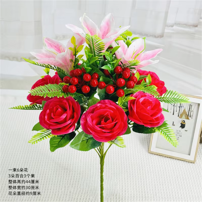 Simulation de fleurs, nouveau Bouquet de fausses fleurs transfrontalières avec combinaison de 12 lan