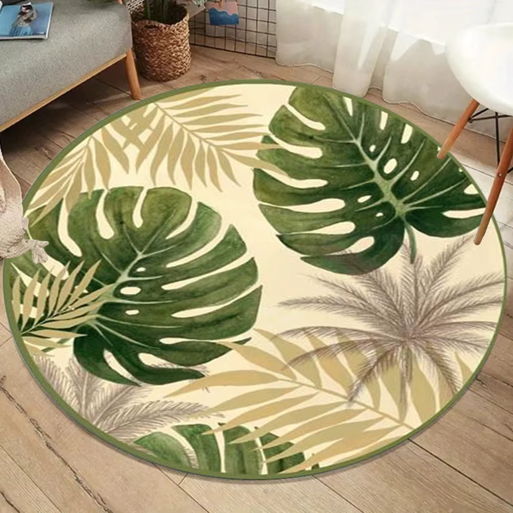 Tapis rond à motif de plantes de Jungle tropicale, motif Floral, feuille de Monstera, grande surface