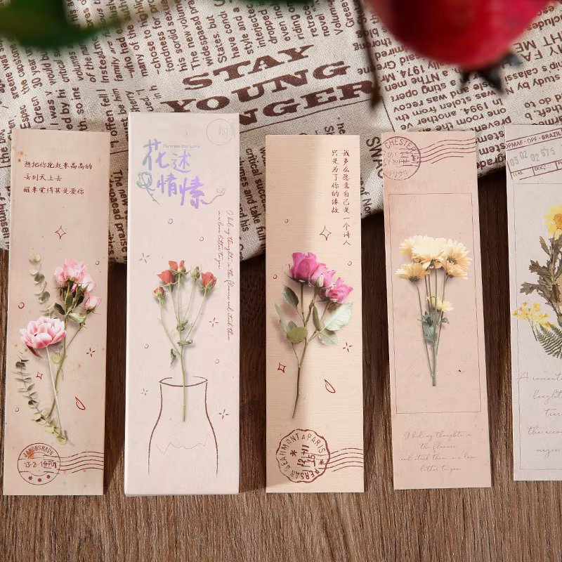 Signets Bouquet de Fleurs pour Livres, Cartes de Messages, Marqueurs de Livres, 30 Pièces/1Lot