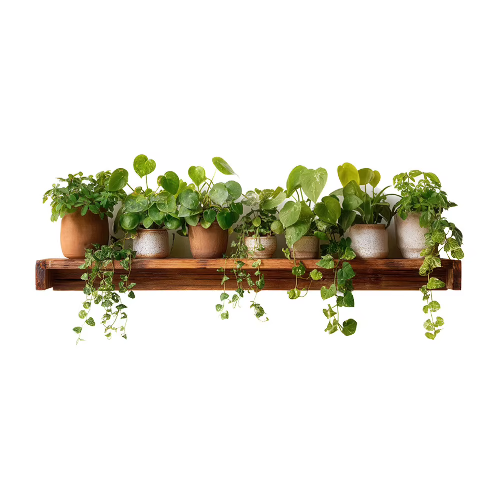 Autocollants muraux en forme de feuilles d'aneth de vigne verte, panier suspendu de fleurs, pour cha