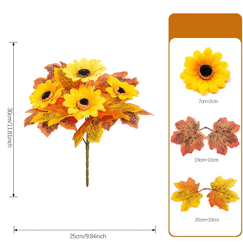 Bouquet de feuilles d'érable, fleurs décoratives aux baies fermes, décoration pour la fête de la réc