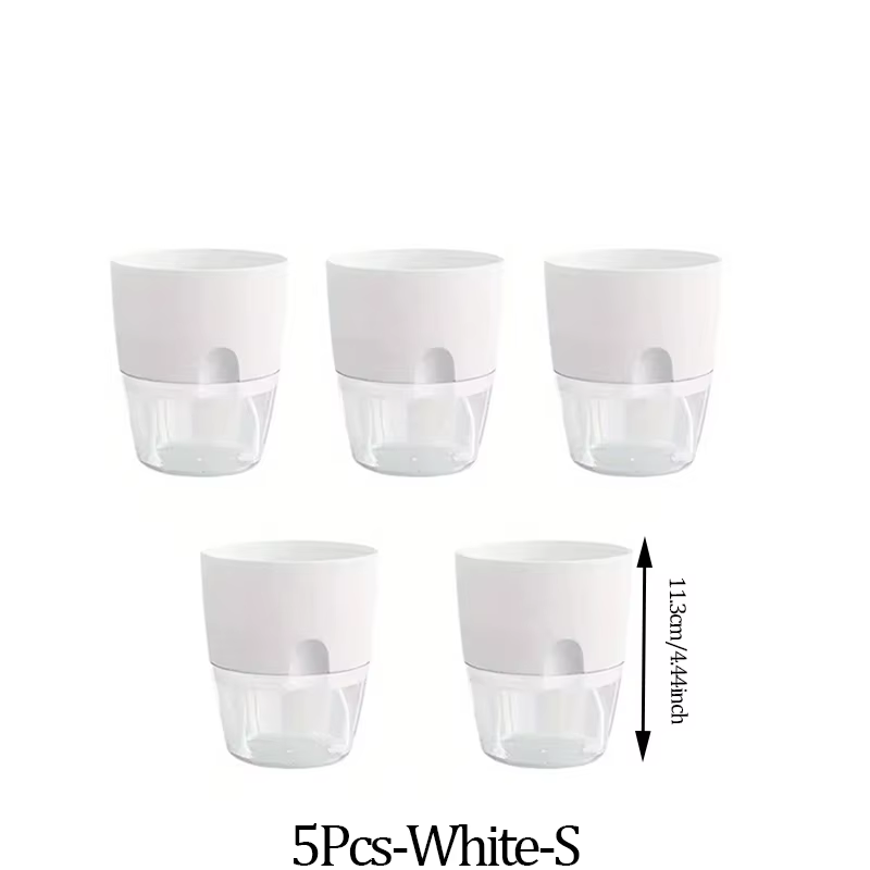 5 pots auto-arrosants, pots à fleurs à absorption d'eau, pots en plastique pour violettes africaines