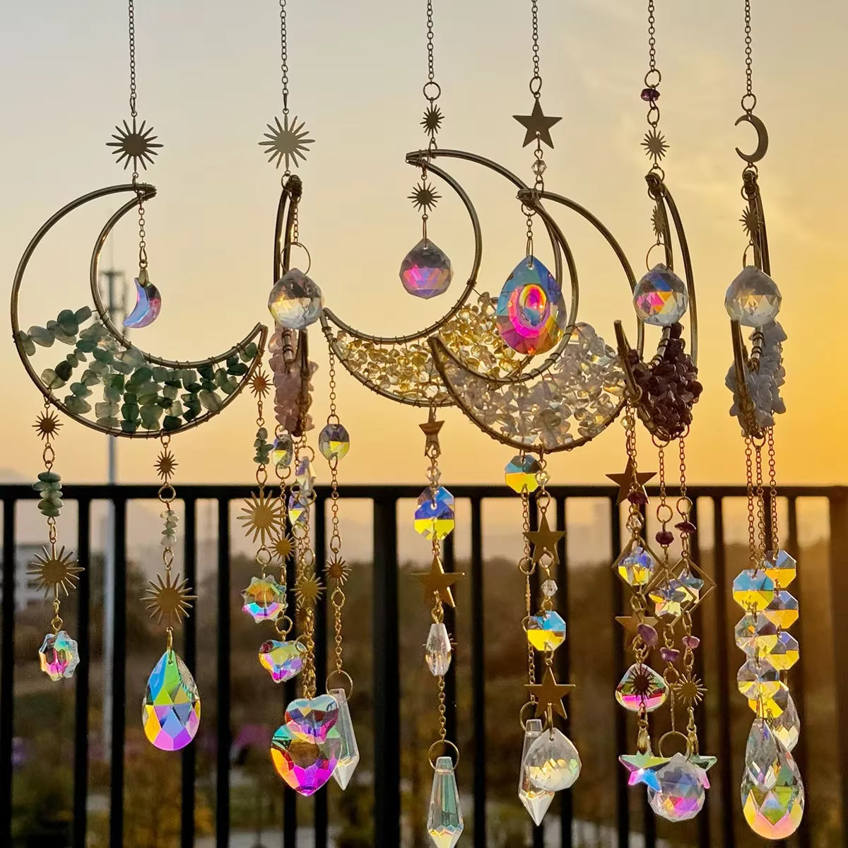 Attrape-soleil en cristal carillons éoliens tenture murale décor prisme cloche à vent attrape-lune a