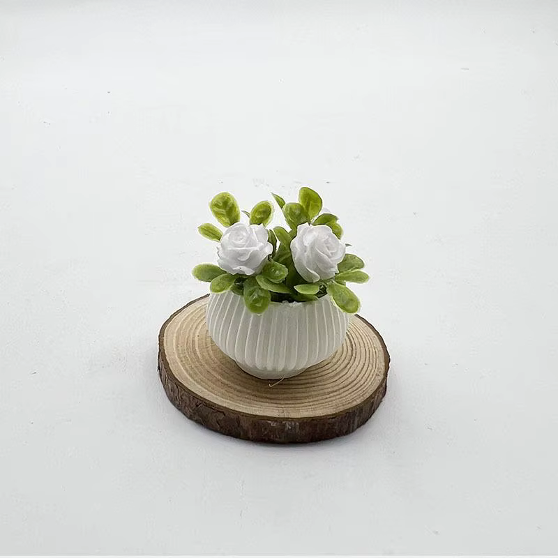1 pièce Décoration de scène de salon pour maison de poupée, Modèle de plante miniature en pot (rose)
