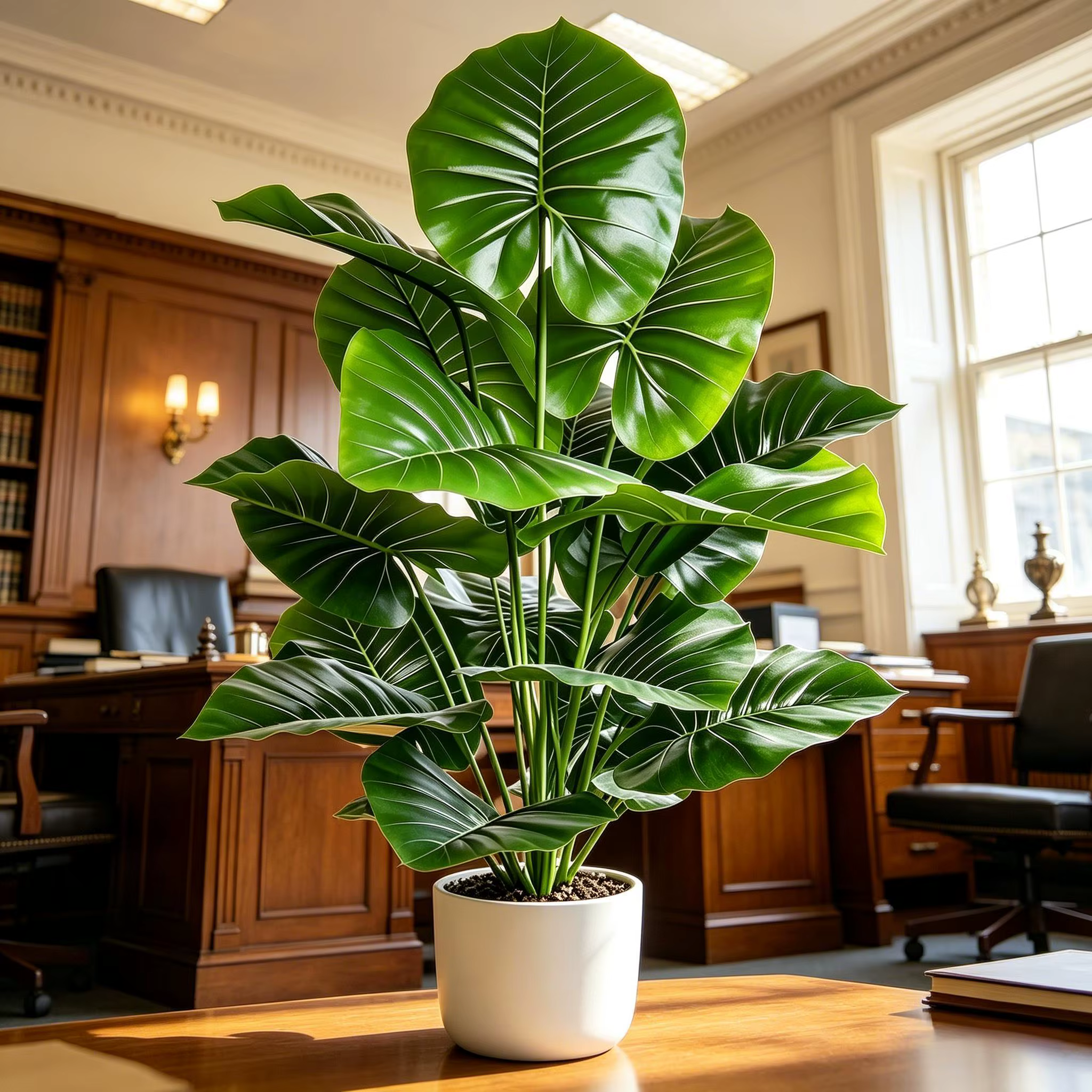Plante artificielle Alocasia à toucher réel de 60-105 cm, arbre de taro à feuilles rondes pour la dé