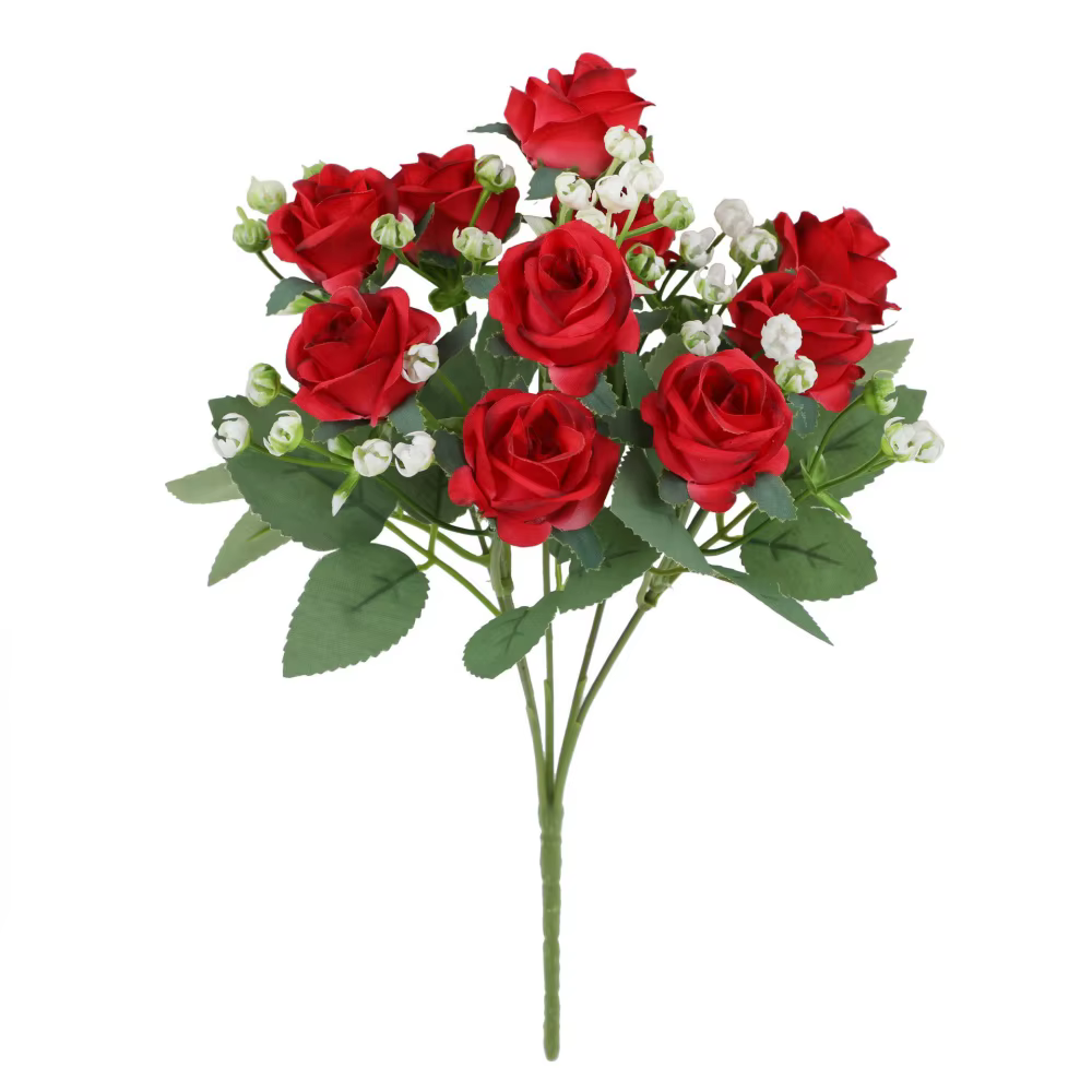 Bouquet de roses rouges pour mariage, Bouquets de mariée, fleurs artificielles, décoration de salle 