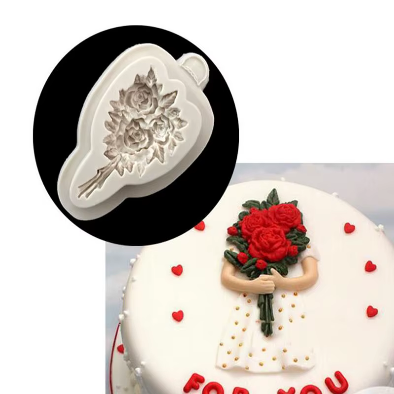 Moules en Silicone pour divers bouquets de fleurs, pâte à gomme, chocolat, Fondant, Sugarcraft, outi