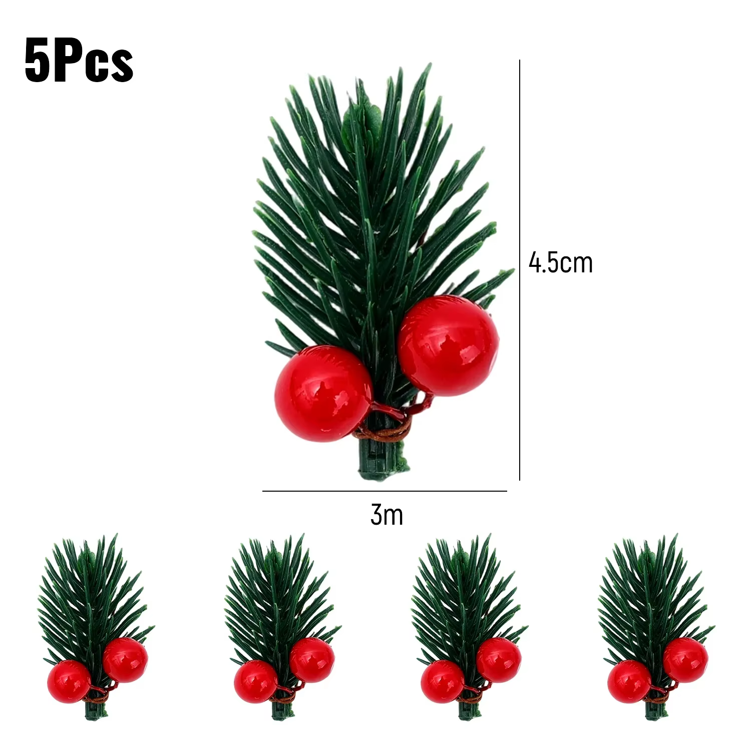 Branche artificielle de sapin avec baies et aiguilles, plante de simulation de Noël, guirlande DIY, 