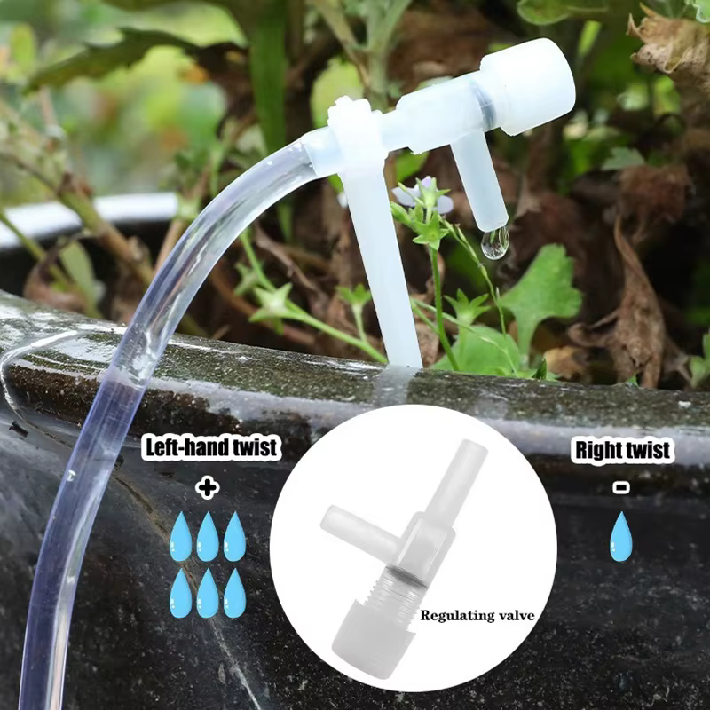 Kit d'irrigation par Micro goutte-à-goutte Transparent, 1/4 pouces, régulateur de flèche courbé, con