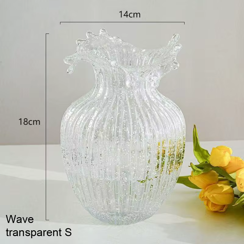 Vase en verre transparent fluorescent lumineux style INS pour arrangements floraux de roses, décorat