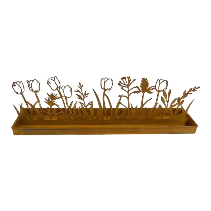 Boîte à fleurs en métal Antique, conteneur jardinière rectangulaire en fer pour plantes succulentes,