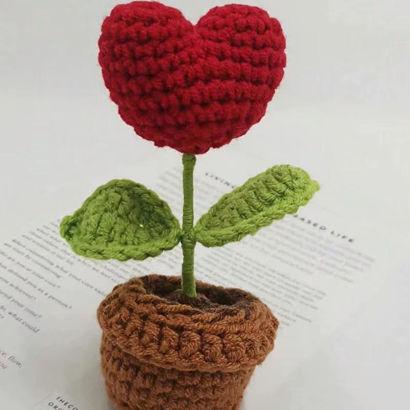 Petite plante en pot tissée à crochet, fleur artificielle, décoration florale créative, ornement pou