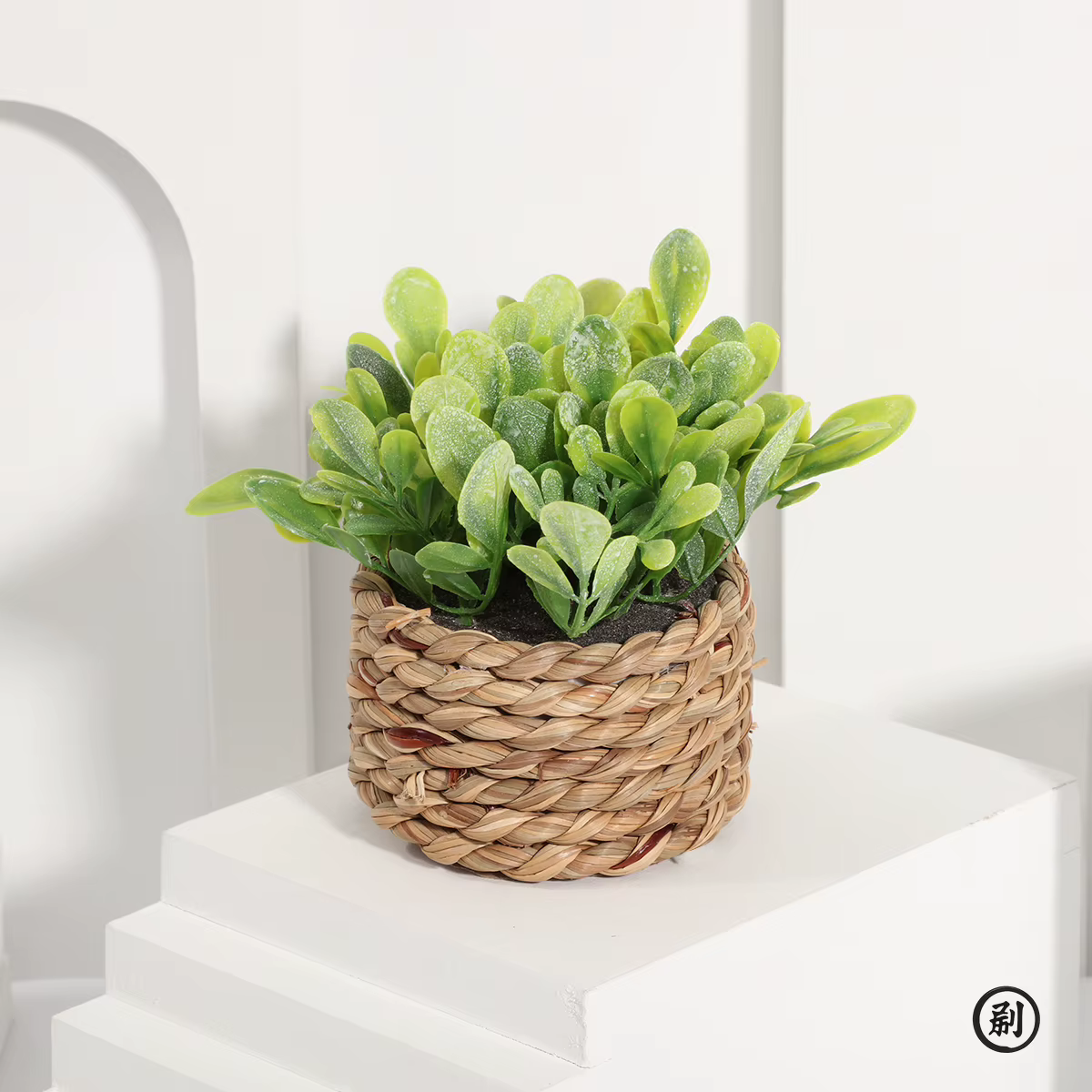 Plante d'eucalyptus artificielle verte de 11 cm – Petite plante tressée en pot, décoration d'intérie