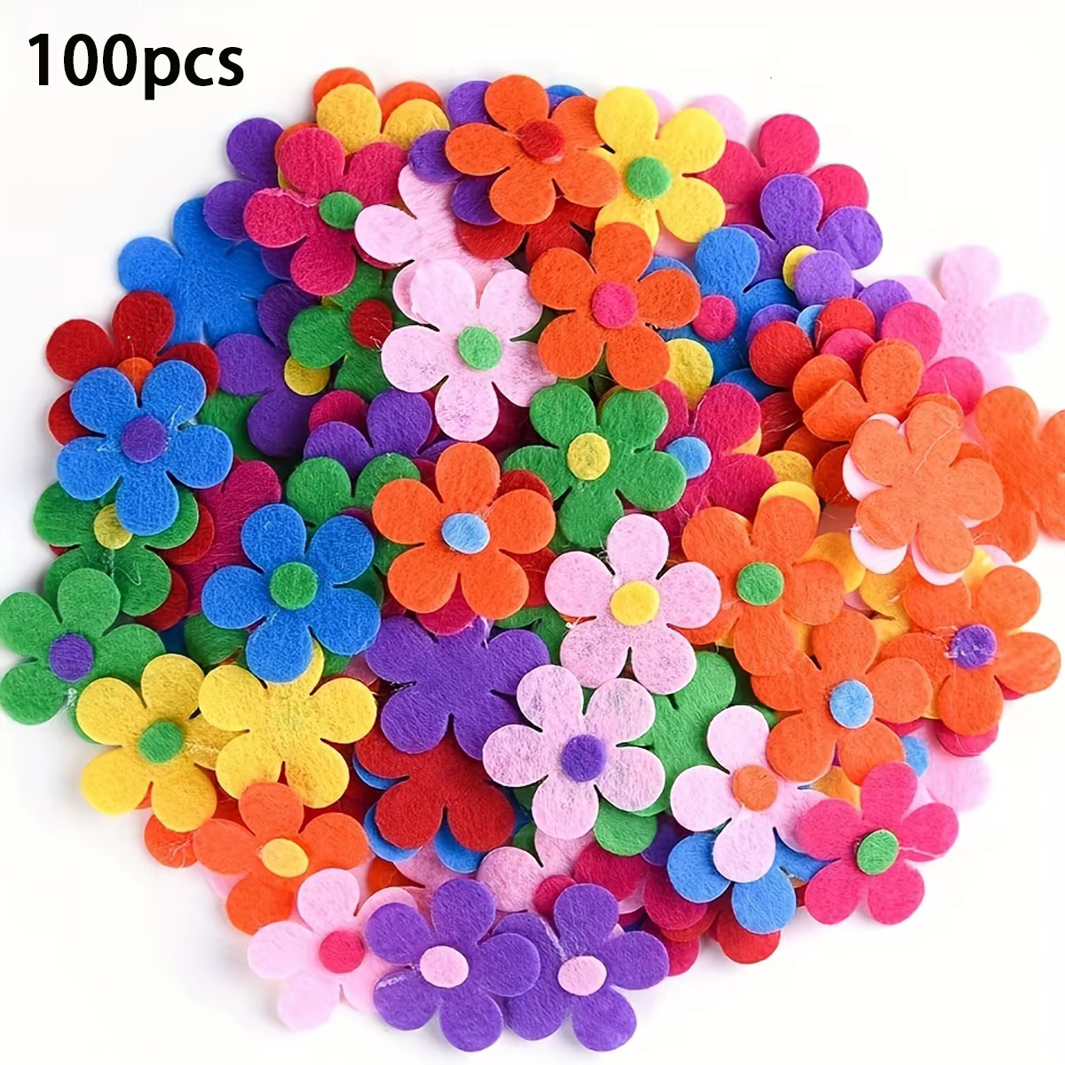 100 pièces de fleurs en feutre multicolores | Idéal pour l'artisanat en tissu, les projets de bric