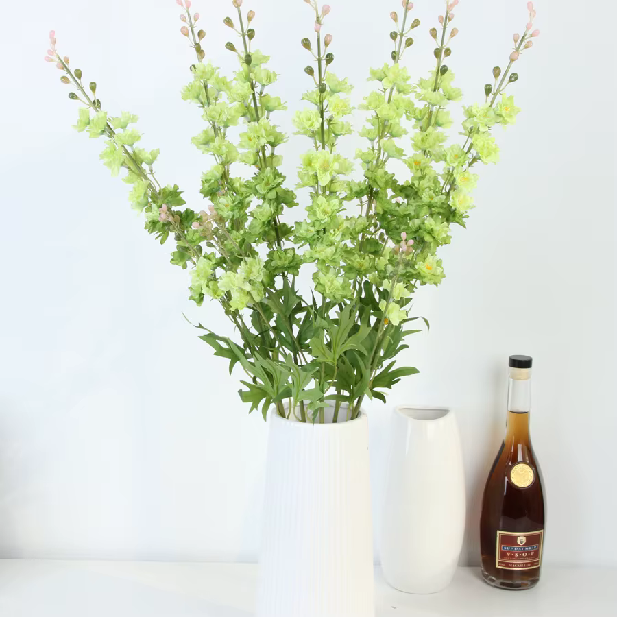 YeeNanee Fleurs artificielles Delphinium de 32 pouces de long, fleurs de Larkspur blanches en soie,