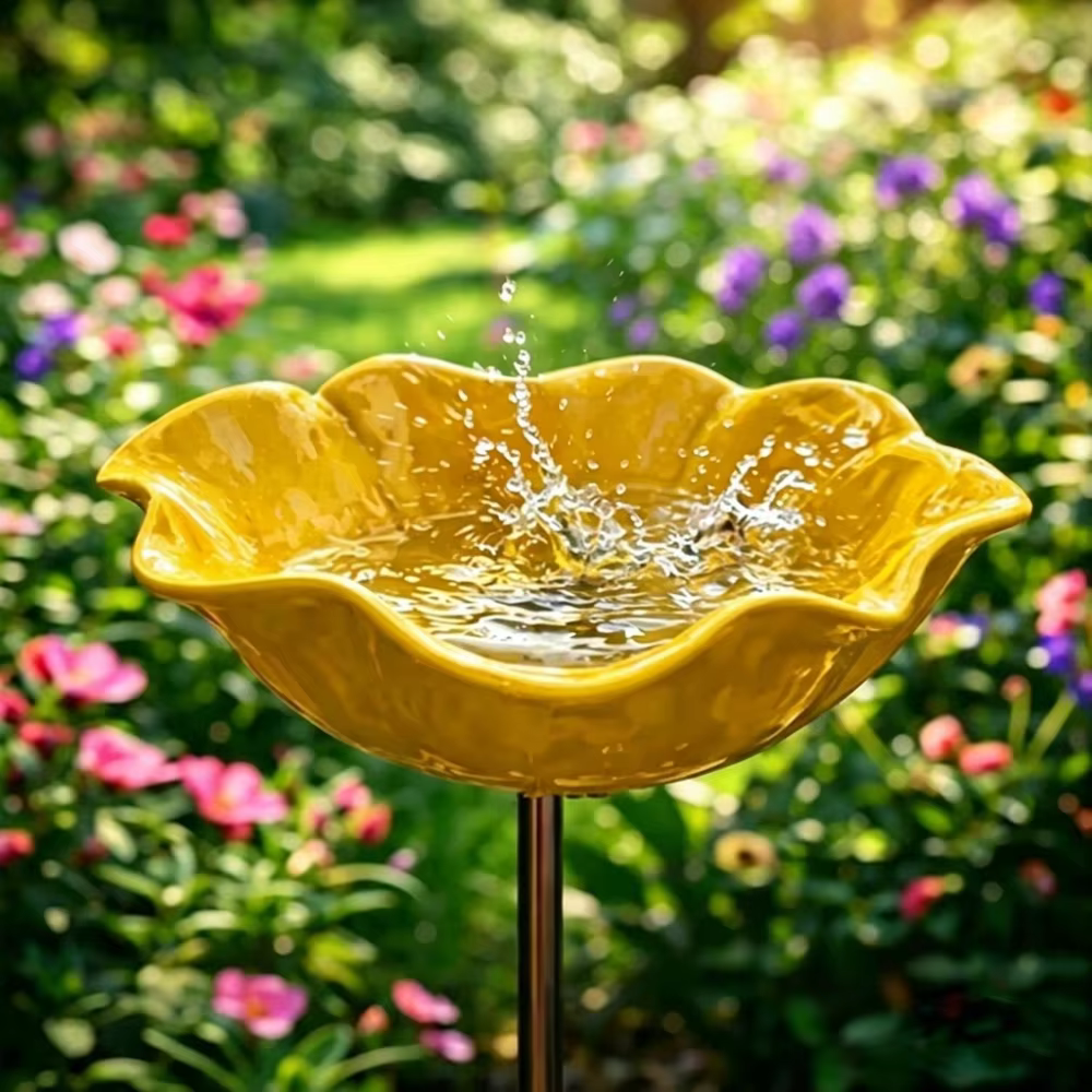 Piquet de jardin en métal artisanal en forme de fleur, sculpture florale en fer à insérer dans le so