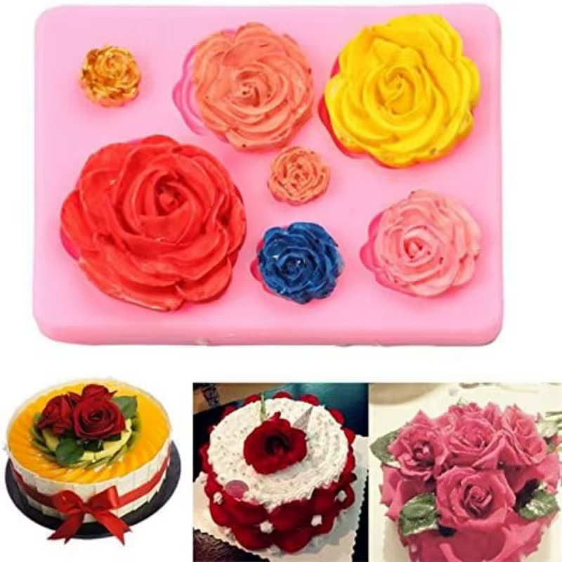 Moule en Silicone en forme de feuille de fleurs, pétales de Rose, décoration de cuisson de gâteaux,