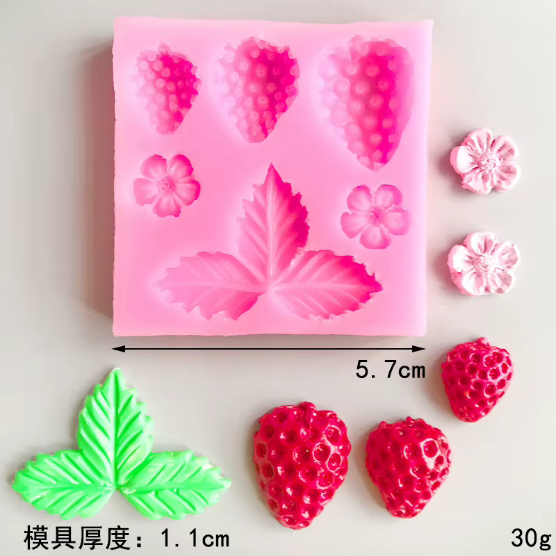 Moule en silicone en forme de feuille de fraise, moule de moulage en résine 3D, outil artisanal DIY