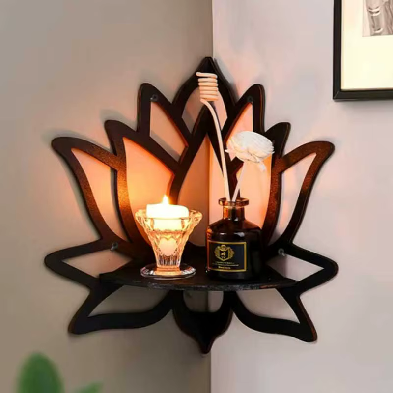 Support décoratif creux en bois Lotus, organisateur d'aromathérapie, bougeoir d'huile essentielle, é