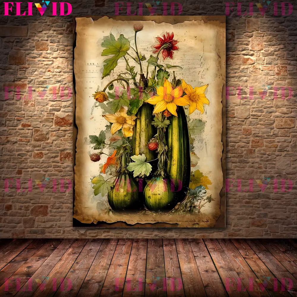 Affiche d'art mural vintage botanique, peinture sur toile, verger, ferme, fleur, voté, décoration d'