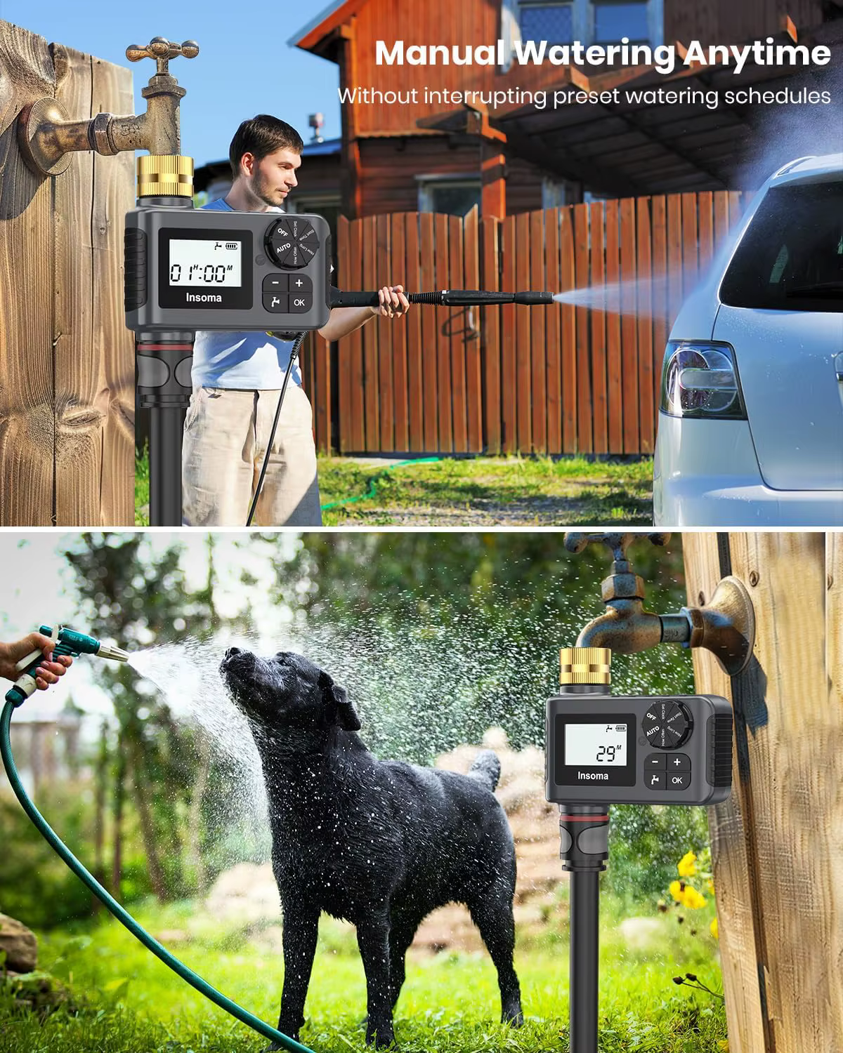 INSOMA-Système d'arrosage automatique, minuterie d'eau d'irrigation de jardin intelligente, avec per