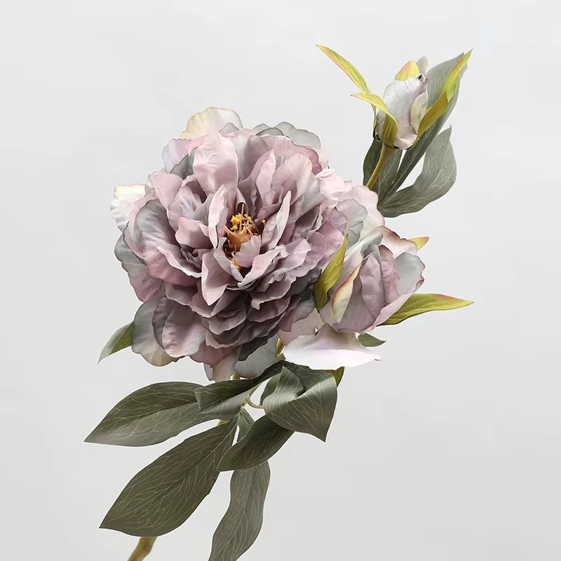 Branche de fleur de pivoine en soie blanche, pivoine à plusieurs étages, ornement d'arrangement flor