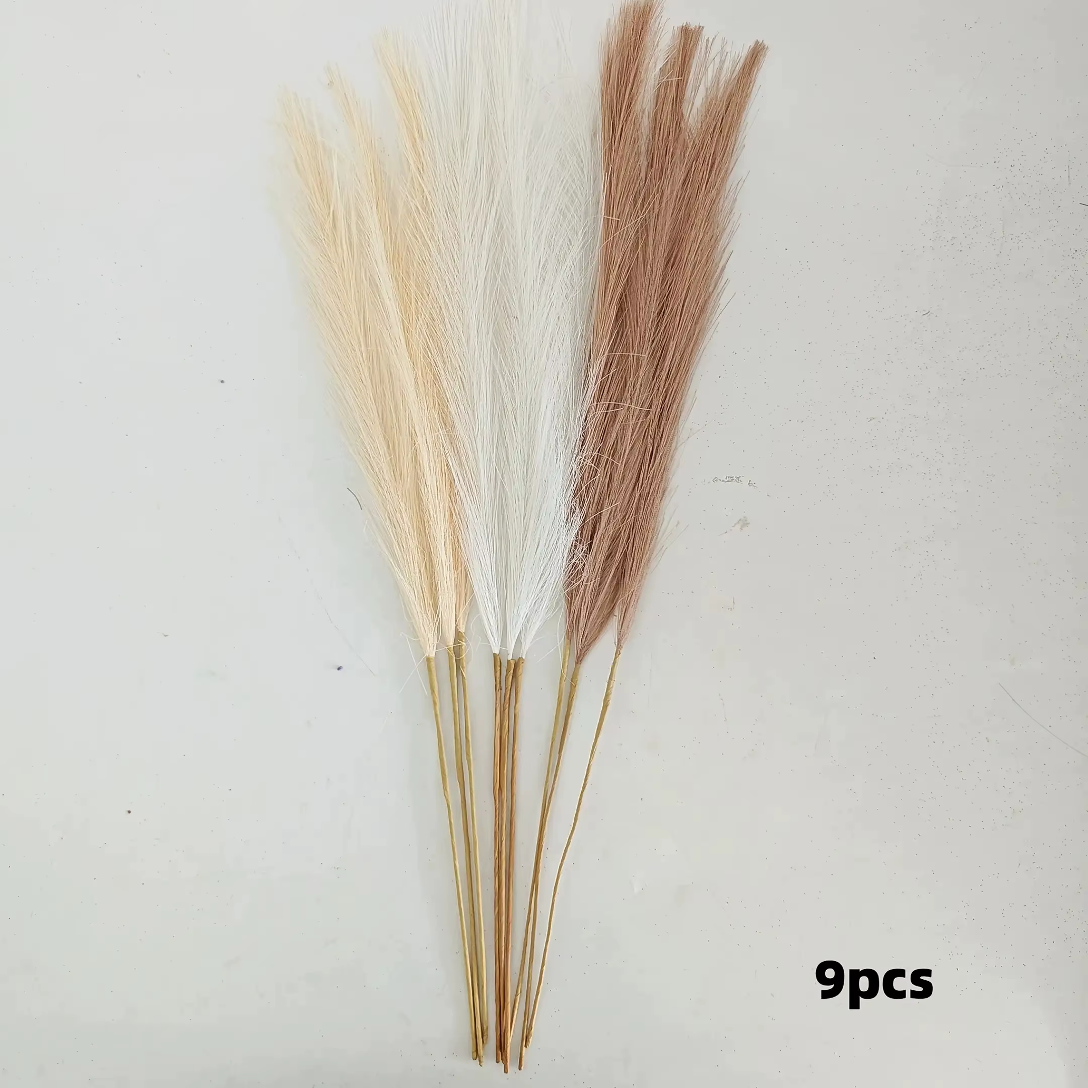 9/18 pièces d'herbe de la pampa artificielle moelleuse, 3 couleurs mélangées, fausses plantes bohème