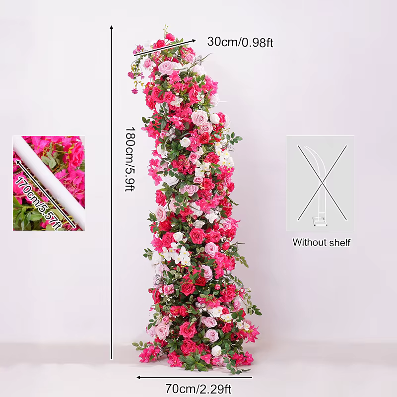 Série Rose vif Rose verdure fleur rangée décor mariage toile de fond corne arc église Banquet événem
