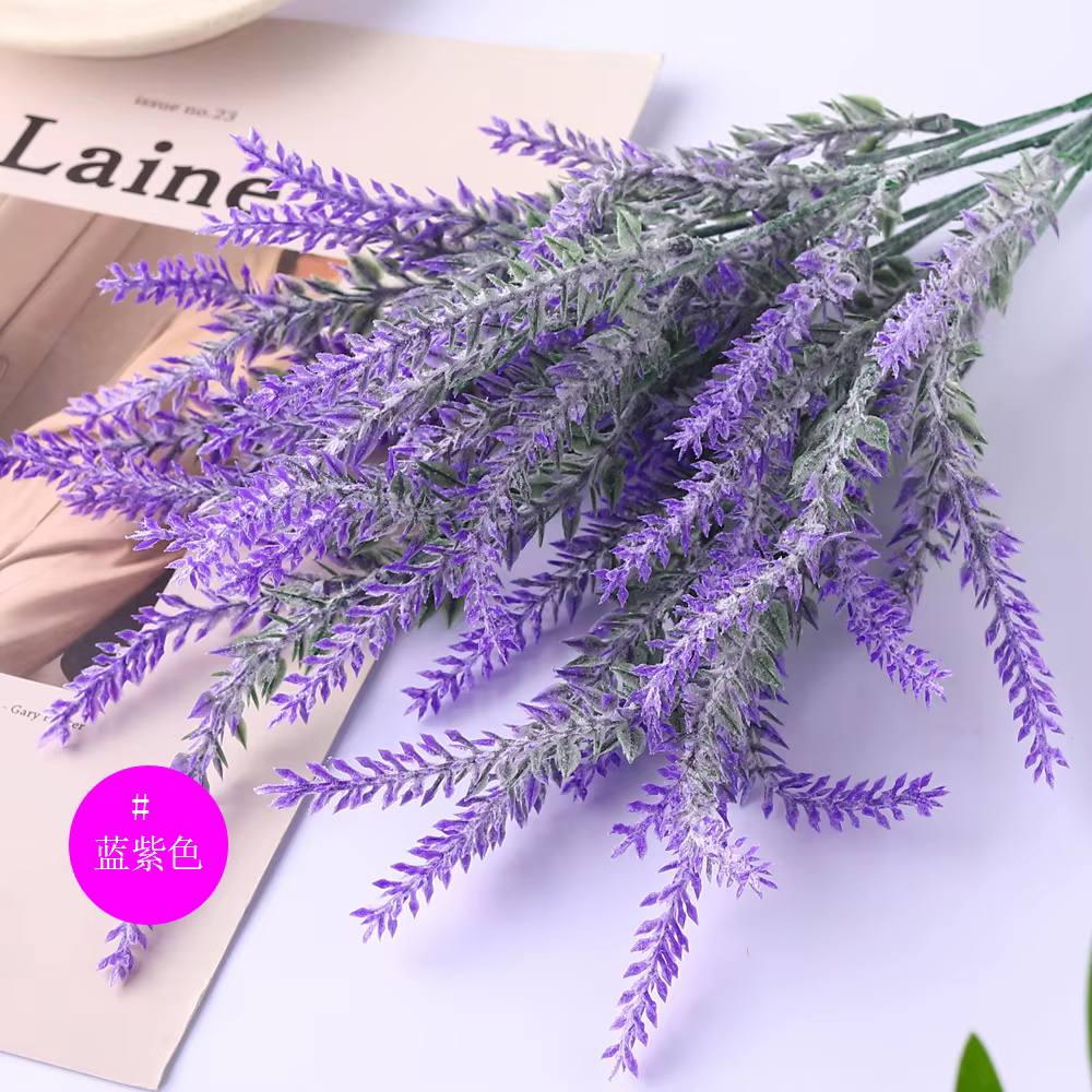 Bouquet de fleurs artificielles en plastique de lavande, fausses plantes, pour mariage, intérieur, e