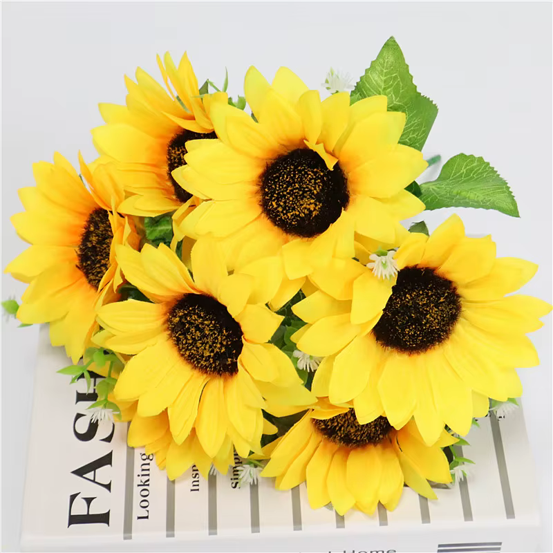 Bouquet de tournesol en soie pour décoration de la maison, décoration de mariage, salon, fête, table