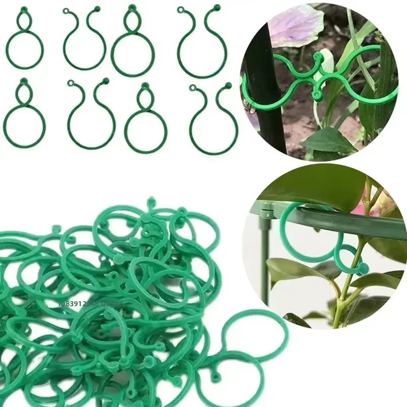 Clips de cerclage de vigne de jardin en plastique, 300/50 pièces, attache de plante réutilisable, an