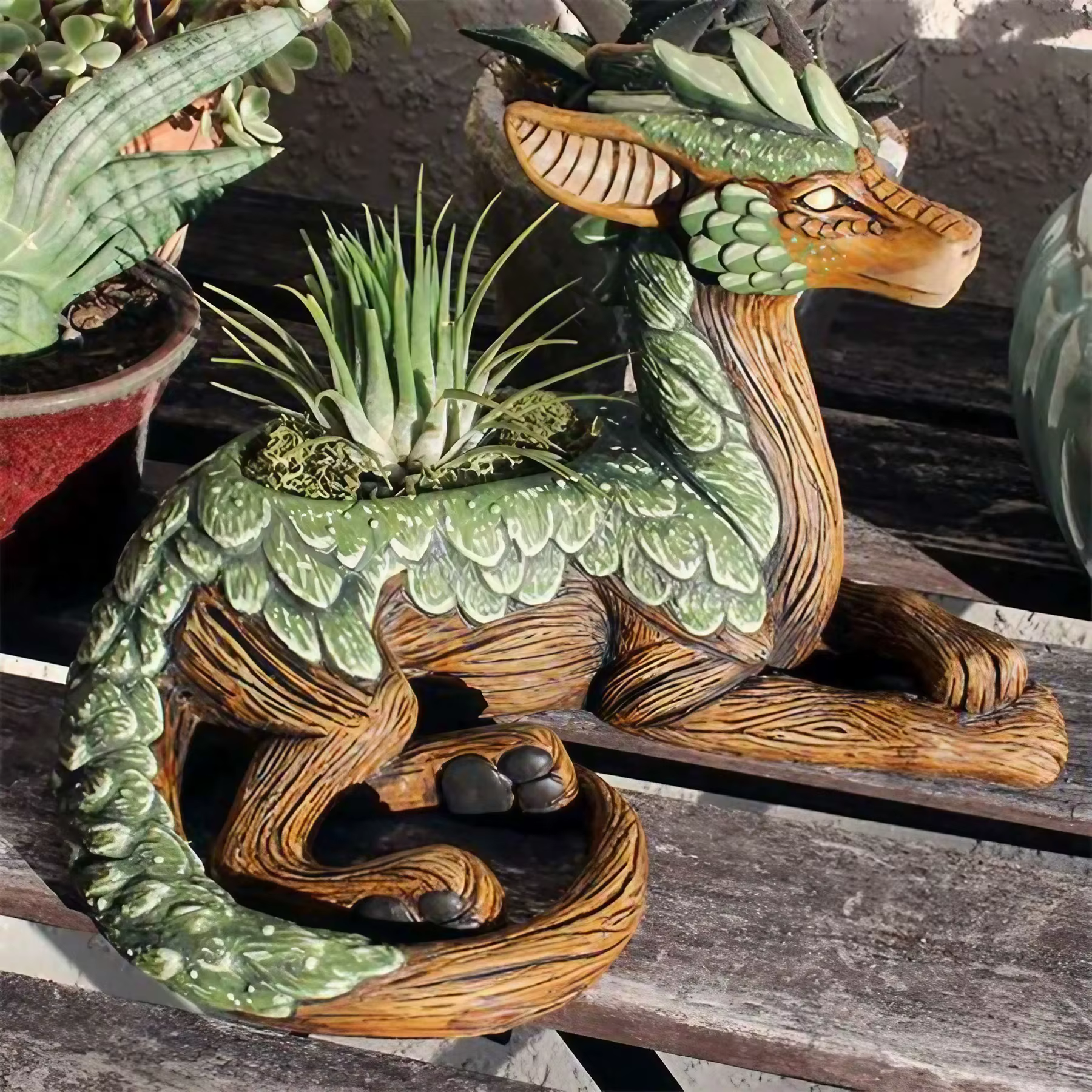Jardinière d'arbre de dragon créative, jardinière succulente, statue de jardin, cadeau en résine pou