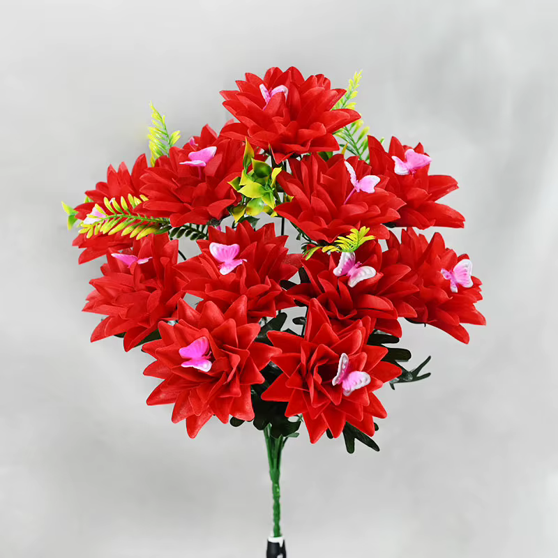 Bouquet de fleurs artificielles, 12 têtes, papillon, ananas, arrangement floral, décoration de parte
