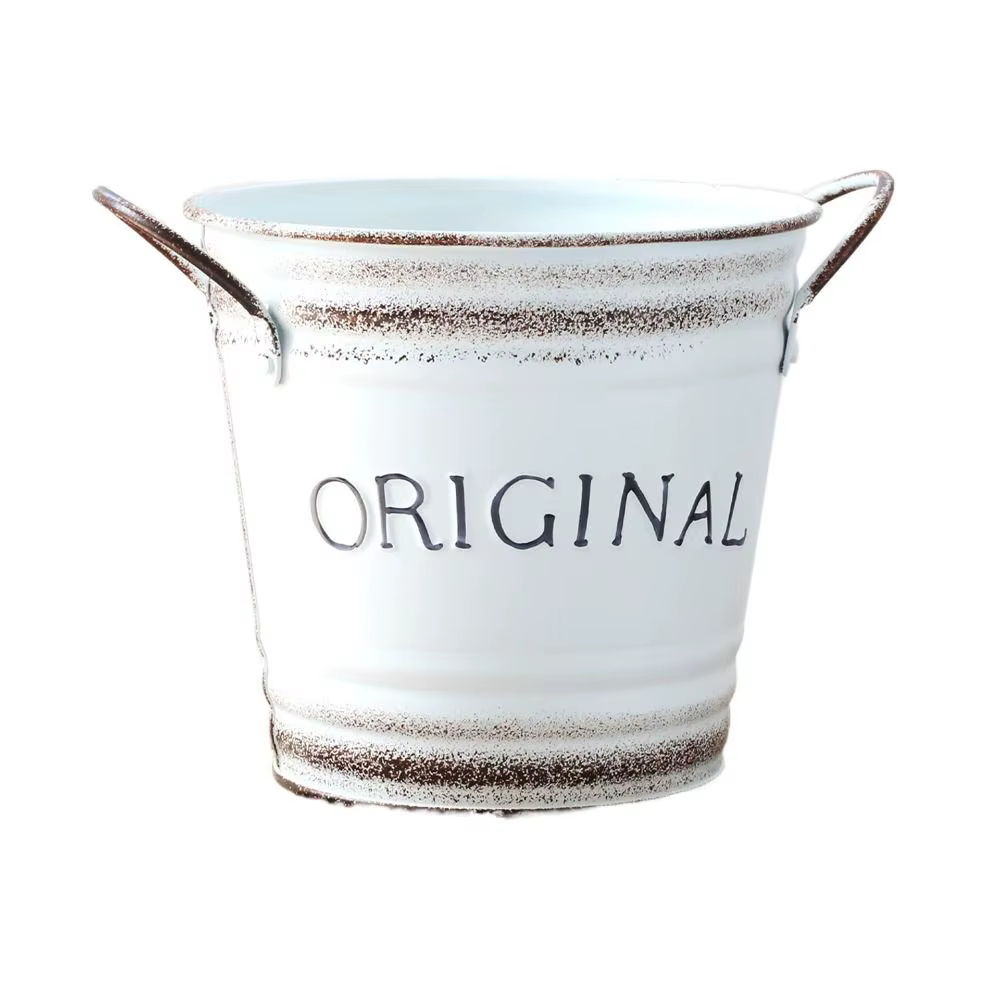 Pot de fleur en fer rétro créatif, conteneur de fleurs en métal durable avec poignée, seaux floraux 