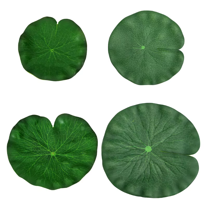 Feuilles Lotus artificielles, paquet 4 feuilles flottantes pour décor d'aquarium d'étang à poissons