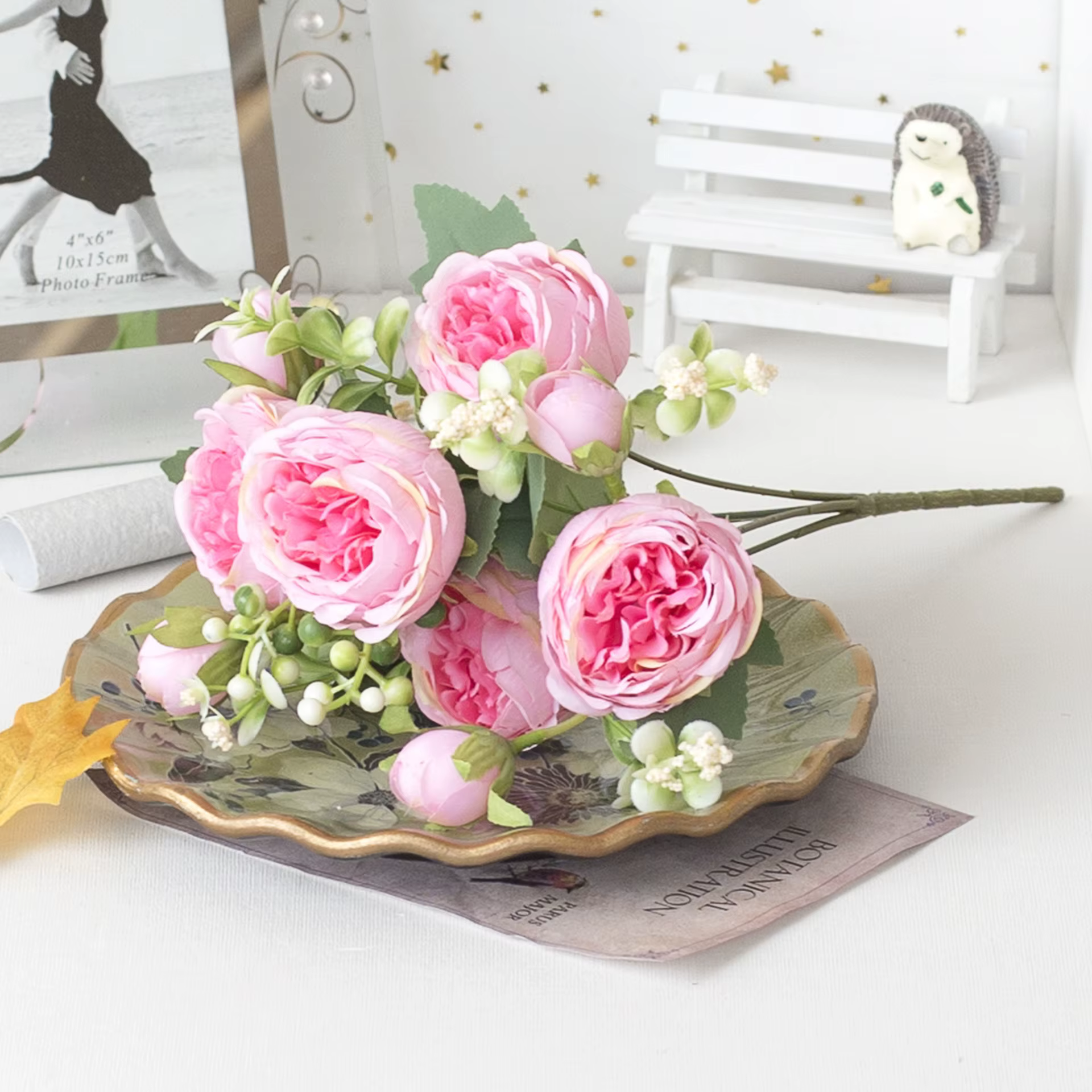 Bouquet de pivoines artificielles élégantes pour mariages et décoration intérieure, fleurs en soie p