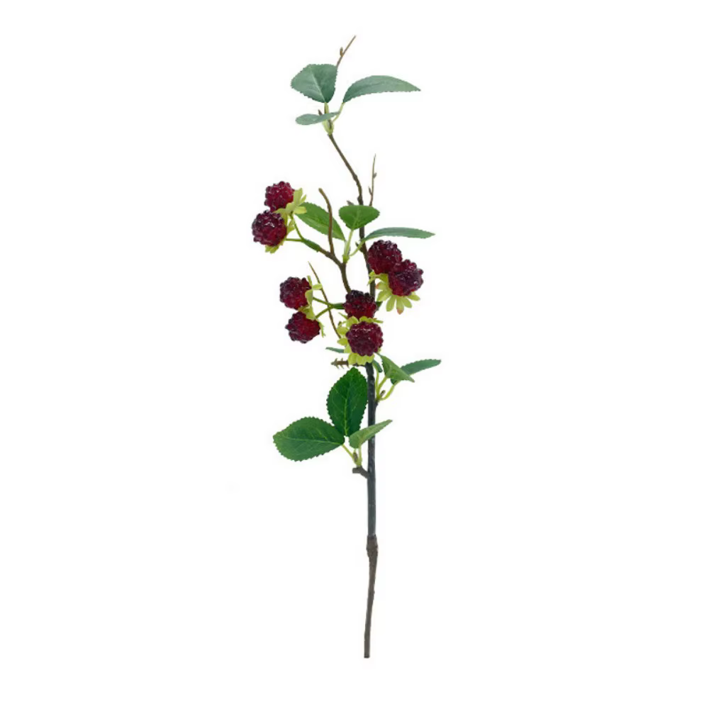 Plante artificielle de framboises rouges, feuilles vertes DIY, branches de baies simulées, accessoir