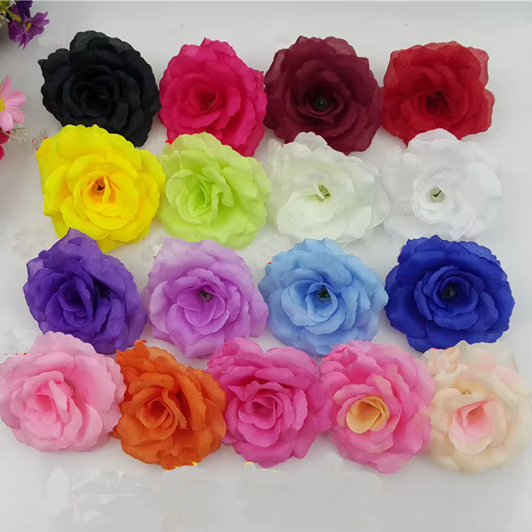 Têtes de roses artificielles en soie bleu foncé, 8CM, 10 pièces/lot, bricolage, décoration de mariag