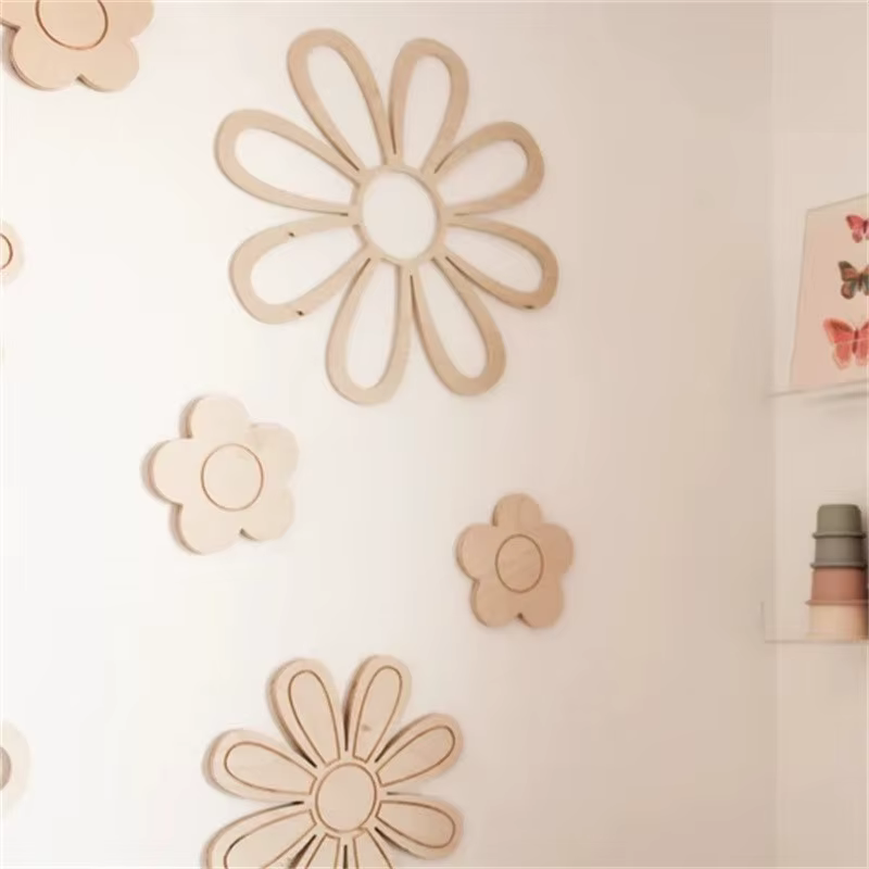 Marguerite en bois fleurs murales décor de pépinière Boho pépinière chambre d'enfants décoration mur