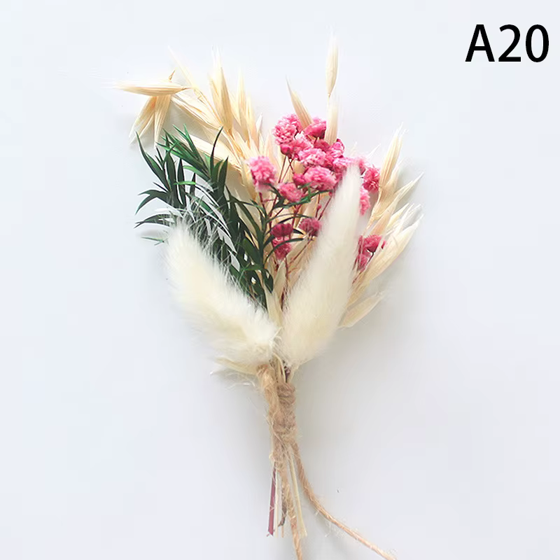 Mini Bouquet de Fleurs Sèches Naturelles Boutonnières, Broche de Corsage de Demoiselle d'Honneur, Dé