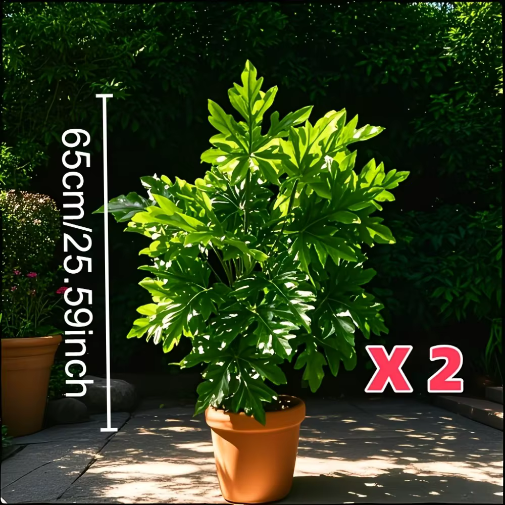 Feuilles de papaye de plante verte simulée de 65cm, 2cps, palmier de Jungle artificiel pour décorati