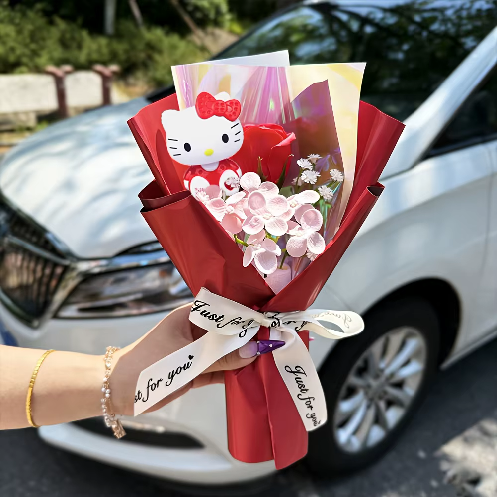 Sanrio Bouquet de fleurs artificielles Hello Kitty Rose Bouquet Hello Kitty Roses artificielles cade