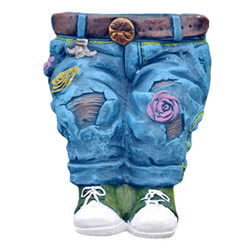 Sculpture de décoration de jardin en jean Vintage en résine, Pot de fleur d'extérieur pour balcon, c