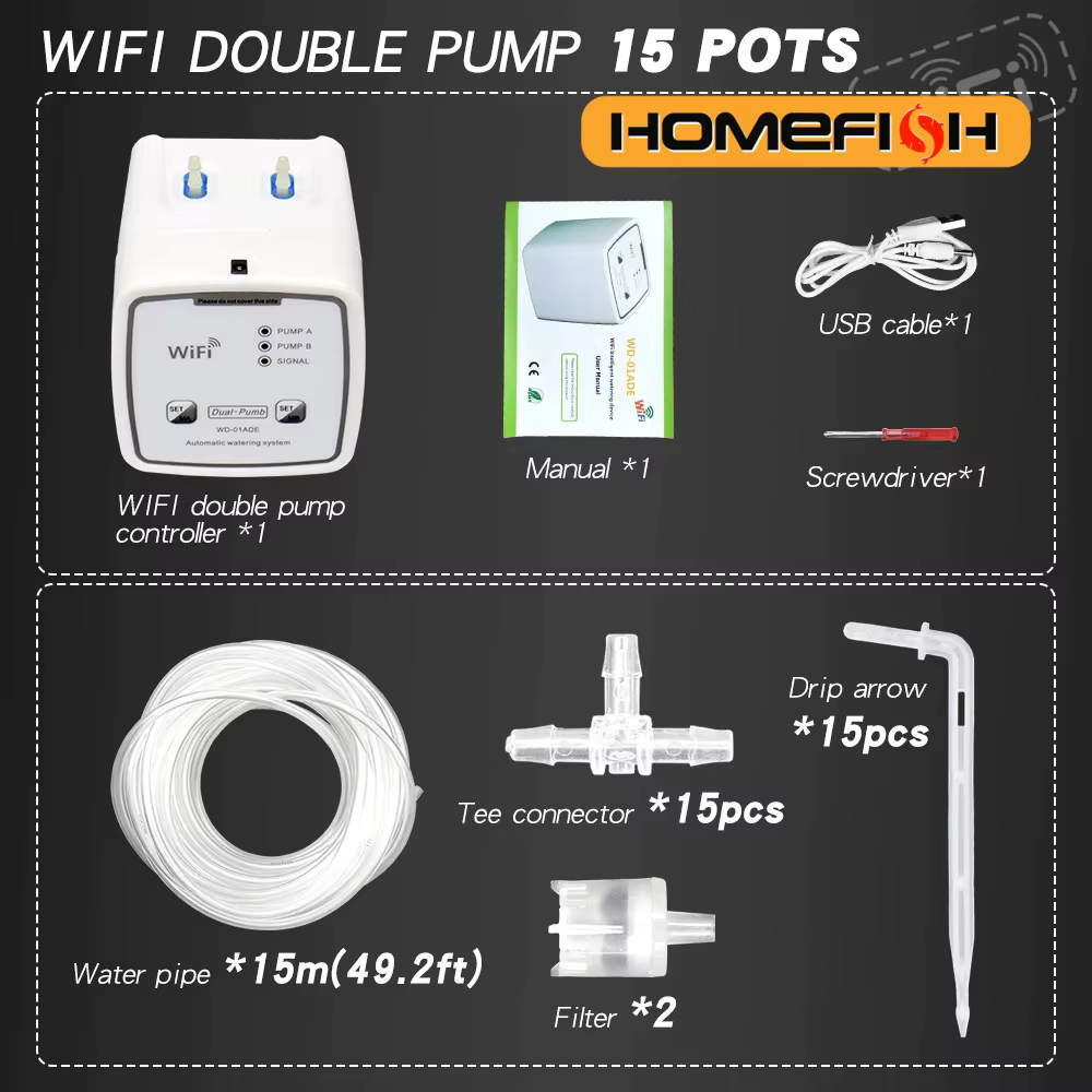 Dispositif d'arrosage Intelligent WIFI, Double pompe, système d'irrigation goutte-à-goutte automatiq
