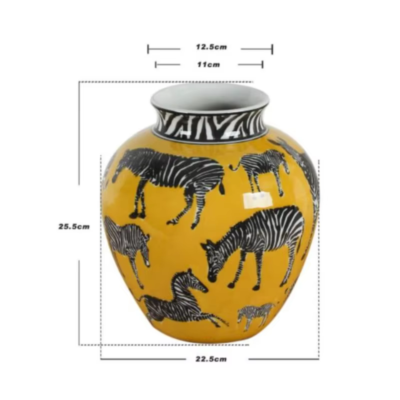 Vase en céramique motif zèbre, Vase en porcelaine Vintage, Vase à fleurs, Terrarium d'art et d'artis