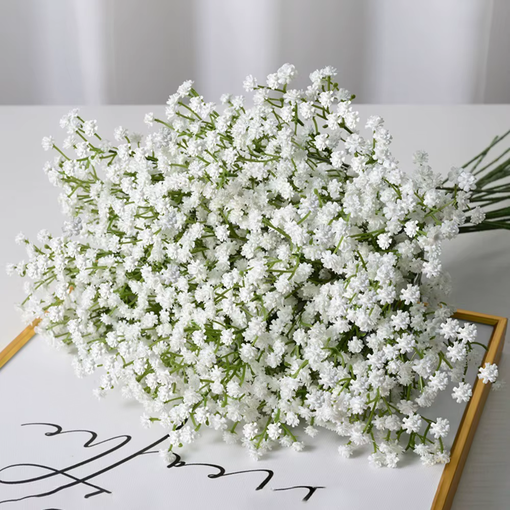 Fleurs artificielles Gypsophila blanches de 60 cm, en plastique, pour bouquets floraux DIY, décorati