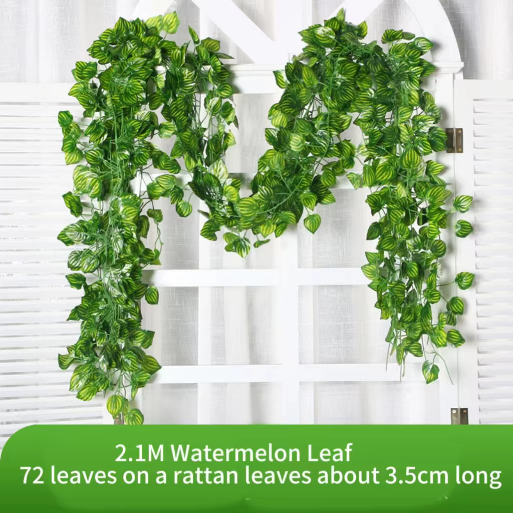 Guirlande de vigne artificielle suspendue de feuilles de lierre vert de 2.1M, plante murale en soie,