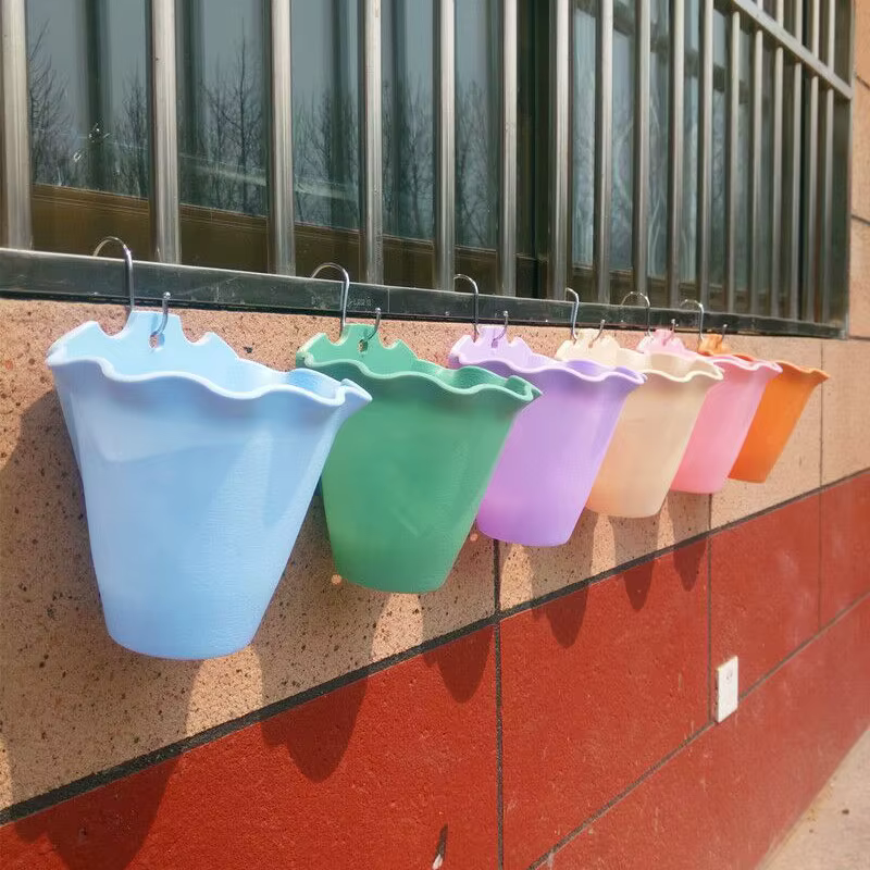Pot de fleurs mural en plastique suspendu, panier de fleurs pour jardin extérieur, balcon, seau de j